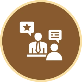 Two figures in conversation symbol