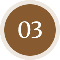 Brown circle with number three inside