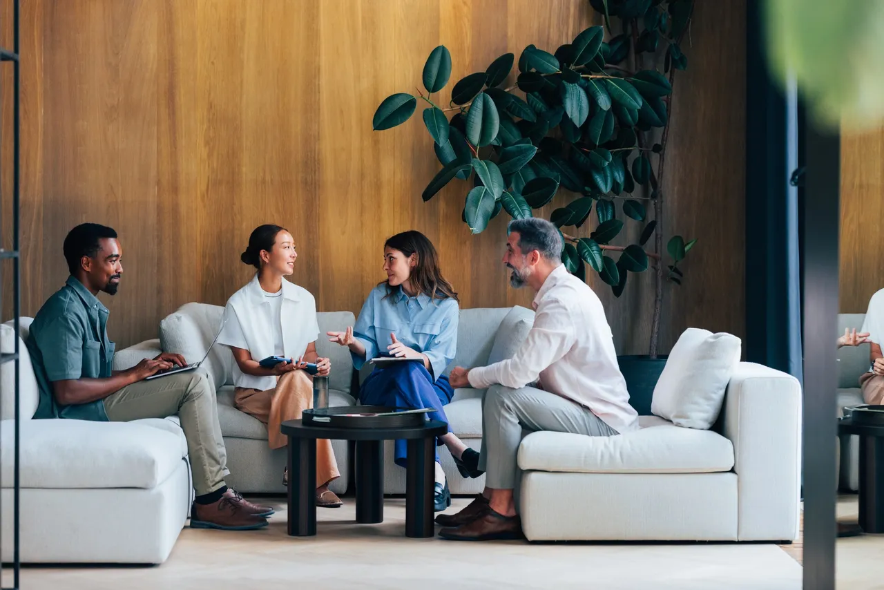 Group having a casual meeting
